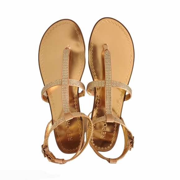 Report Size 10 Rinestone Strappy Rose Gold Sandals - Picture 2 of 11